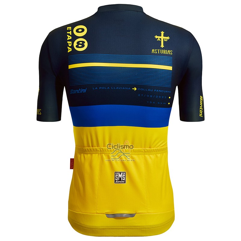 Vuelta Espana Ropa Ciclismo Culotte Corto 2022 Hombre Mangas Cortas Negro AMarillo
